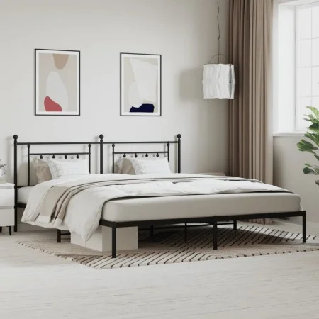 Estructura de cama con cabecero metal negro 200x200 cm de vidaXL, Camas y somieres - Ref: Foro24-353544, Precio: 130,53 €, De...