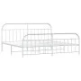 Metal bed frame with headboard and white footboard 200x200 cm by vidaXL, Beds and slatted bases - Ref: Foro24-353709, Price: ...