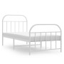 Metal bed frame with headboard and footboard white 90x190 cm by vidaXL, Beds and slatted bases - Ref: Foro24-353694, Price: 8...