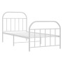 Metal bed frame with headboard and footboard white 90x190 cm by vidaXL, Beds and slatted bases - Ref: Foro24-353694, Price: 8...
