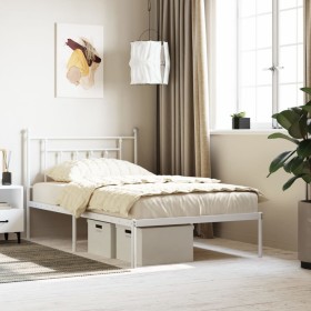Metallbettgestell mit weißem Kopfteil 107x203 cm von vidaXL, Betten und Lattenroste - Ref: Foro24-353582, Preis: 86,96 €, Rab...