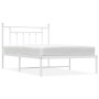 Estructura de cama de metal con cabecero blanco 107x203 cm de vidaXL, Camas y somieres - Ref: Foro24-353582, Precio: 86,89 €,...