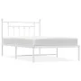 Metallbettgestell mit weißem Kopfteil 107x203 cm von vidaXL, Betten und Lattenroste - Ref: Foro24-353582, Preis: 85,49 €, Rab...