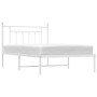 Estructura de cama de metal con cabecero blanco 107x203 cm de vidaXL, Camas y somieres - Ref: Foro24-353582, Precio: 86,89 €,...