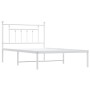 Estructura de cama de metal con cabecero blanco 107x203 cm de vidaXL, Camas y somieres - Ref: Foro24-353582, Precio: 86,89 €,...