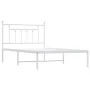 Metal bed frame with white headboard 107x203 cm by vidaXL, Beds and slatted bases - Ref: Foro24-353582, Price: 85,49 €, Disco...