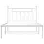 Estructura de cama de metal con cabecero blanco 107x203 cm de vidaXL, Camas y somieres - Ref: Foro24-353582, Precio: 86,89 €,...