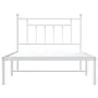 Metallbettgestell mit weißem Kopfteil 107x203 cm von vidaXL, Betten und Lattenroste - Ref: Foro24-353582, Preis: 85,49 €, Rab...