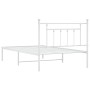 Estructura de cama de metal con cabecero blanco 107x203 cm de vidaXL, Camas y somieres - Ref: Foro24-353582, Precio: 86,89 €,...