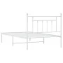 Metallbettgestell mit weißem Kopfteil 107x203 cm von vidaXL, Betten und Lattenroste - Ref: Foro24-353582, Preis: 85,49 €, Rab...