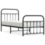 Bed frame with headboard and black metal footboard 90x200 cm by vidaXL, Beds and slatted bases - Ref: Foro24-352589, Price: 9...