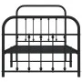 Bed frame with headboard and black metal footboard 90x200 cm by vidaXL, Beds and slatted bases - Ref: Foro24-352589, Price: 9...