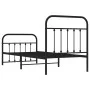 Bed frame with headboard and black metal footboard 90x200 cm by vidaXL, Beds and slatted bases - Ref: Foro24-352589, Price: 9...