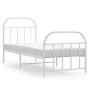 Metal bed frame with headboard and footboard white 75x190 cm by vidaXL, Beds and slatted bases - Ref: Foro24-353692, Price: 6...