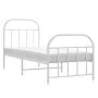 Metal bed frame with headboard and footboard white 75x190 cm by vidaXL, Beds and slatted bases - Ref: Foro24-353692, Price: 6...