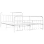 Metal bed frame with headboard and white footboard 160x200 cm by vidaXL, Beds and slatted bases - Ref: Foro24-352648, Price: ...