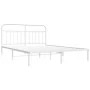 Bettgestell aus Metall mit weißem Kopfteil 180x200 cm von vidaXL, Betten und Lattenroste - Ref: Foro24-352631, Preis: 124,34 ...