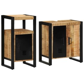 Juego de muebles de baño 2 pcs Madera de mango maciza y rugosa