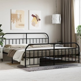 Estructura de cama cabecero y estribo metal negro 193x203cm