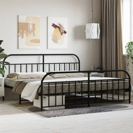 Estructura de cama cabecero y estribo metal negro 193x203cm de vidaXL, Camas y somieres - Ref: Foro24-353659, Precio: 136,96 ...