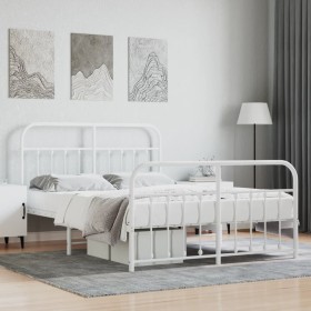 Estructura cama metal con cabecero y estribo blanco 140x200 cm de vidaXL, Camas y somieres - Ref: Foro24-352646, Precio: 132,...
