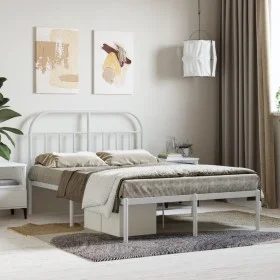 Metal bed frame with white headboard 120x200 cm by vidaXL, Beds and slatted bases - Ref: Foro24-353682, Price: 87,51 €, Disco...