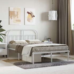 Metallbettgestell mit weißem Kopfteil 120x200 cm von vidaXL, Betten und Lattenroste - Ref: Foro24-353682, Preis: 88,71 €, Rab...