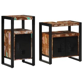 Juego de muebles de baño 2 pcs Marrón madera maciza reciclada