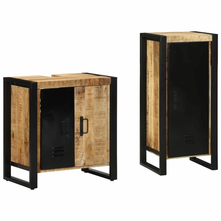 Juego de muebles de baño 2 pcs Marrón Madera de mango maciza