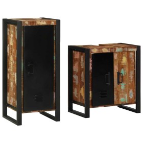 Juego de muebles de baño con estante madera maciza reciclada