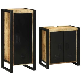Juego de muebles de baño 2 pcs Marrón Madera de mango maciza