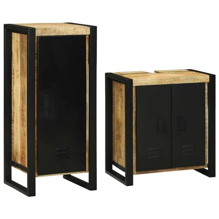 Juego de muebles de baño 2 pcs Marrón Madera de mango maciza