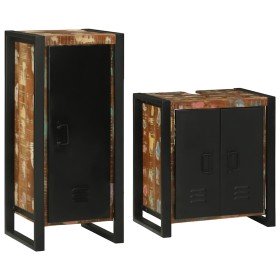 Juego de muebles de baño 2 pcs Madera reciclada maciza