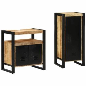 Juego de muebles de baño 2 pcs Marrón Madera de mango maciza