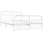 Bettgestell aus Metall mit Kopfteil und weißem Fußteil 180x200 cm von vidaXL, Betten und Lattenroste - Ref: Foro24-352649, Pr...