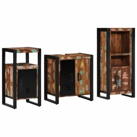 Juego de muebles de baño 3 pcs Madera reciclada maciza
