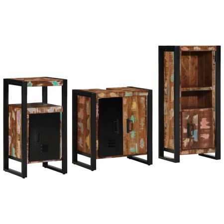 Juego de muebles de baño 3 pcs Madera reciclada maciza