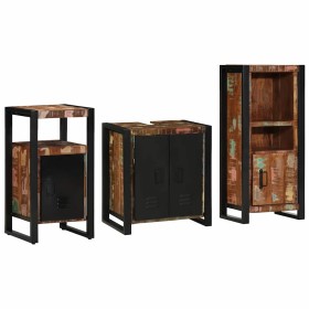 Juego de muebles de baño 3 pcs Madera reciclada maciza