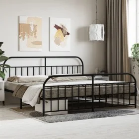 Black metal headboard and footboard bed frame 200x200 cm by vidaXL, Beds and slatted bases - Ref: Foro24-353660, Price: 130,3...