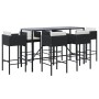 Garden table and high stools and cushions 7 pieces black PE rattan by vidaXL, Garden sets - Ref: Foro24-3200651, Price: 582,7...