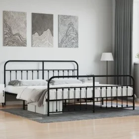 Estructura de cama cabecero y estribo metal negro 193x203cm de vidaXL, Camas y somieres - Ref: Foro24-352602, Precio: 146,62 ...