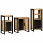 Juego de muebles de baño 3 pcs Marrón Madera de mango maciza