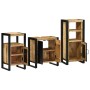 Juego de muebles de baño 3 pcs Marrón Madera de mango maciza