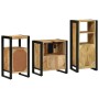 Juego de muebles de baño 3 pcs Marrón Madera de mango maciza