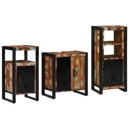 Juego de muebles de baño 3 pcs Madera reciclada maciza