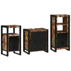 Juego de muebles de baño 3 pcs Madera reciclada maciza