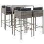 5-piece garden table and high stools with gray PE rattan cushions by vidaXL, Garden sets - Ref: Foro24-3200659, Price: 423,58...