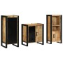 Juego de muebles de baño 3 pcs Marrón Madera de mango maciza