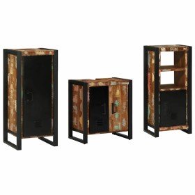 Juego de muebles de baño 3 pcs Madera reciclada maciza