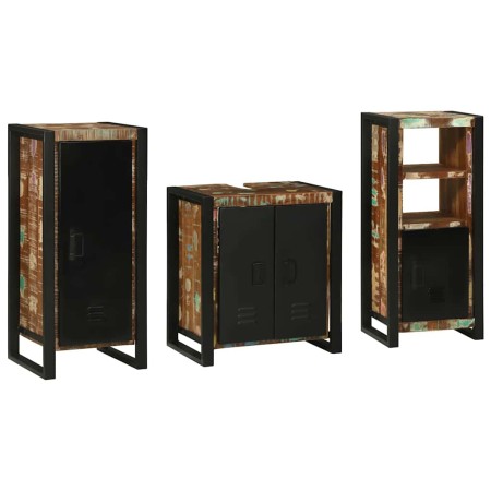 Juego de muebles de baño 3 pcs Madera reciclada maciza